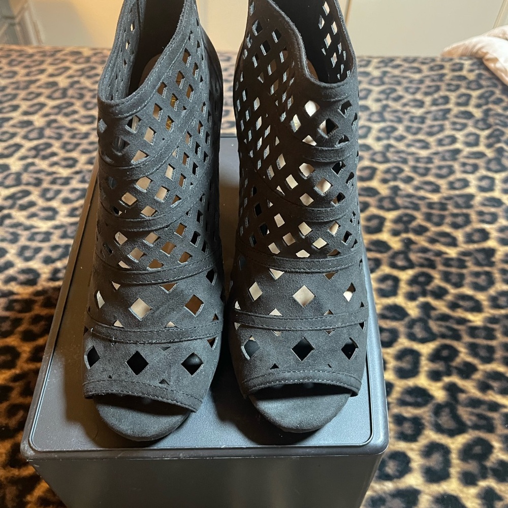 Black Cutout Ankle Boots